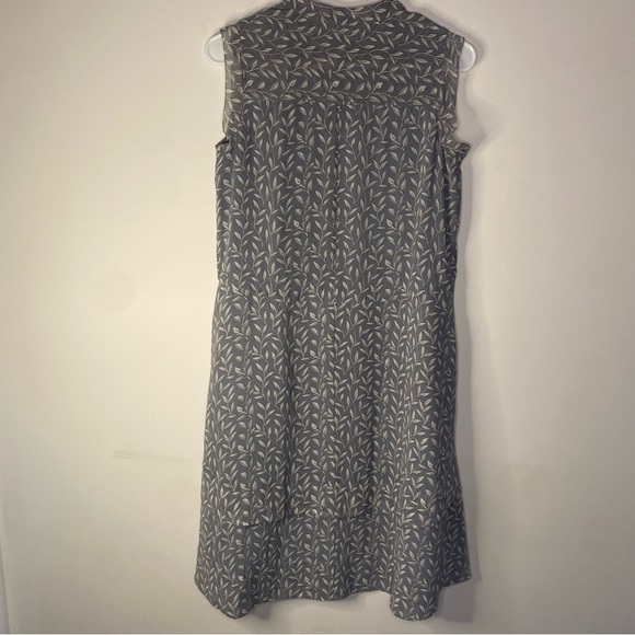Madewell Grey Willow Leaf Print Sleeveless Sack Midi Dress Frilly Fairy Size 00 - Picture 10 of 16